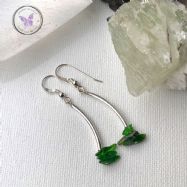 Diopside Chip Silver Tube Earrings